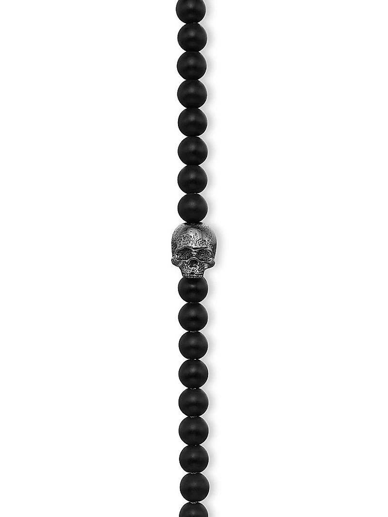 Memento Mori Skull Station Bracelet Sterling Silver