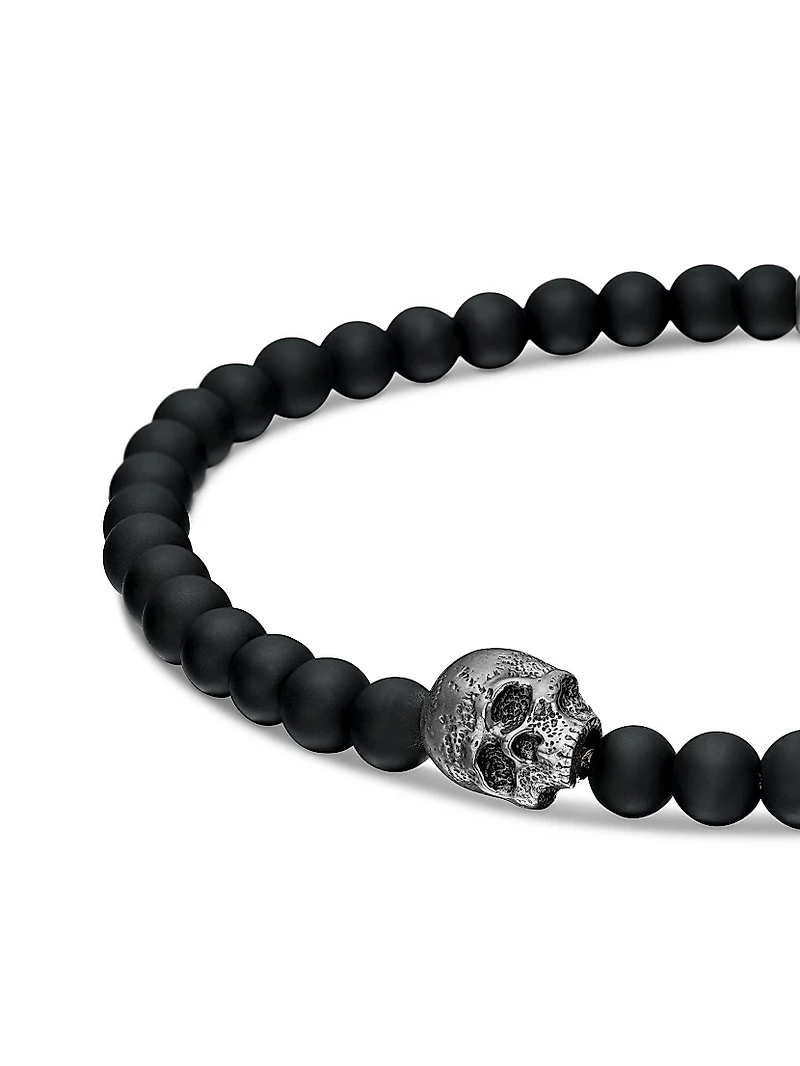 Memento Mori Skull Station Bracelet Sterling Silver