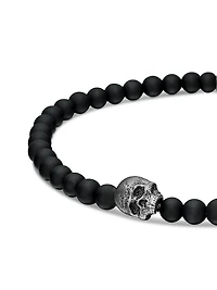 Memento Mori Skull Station Bracelet Sterling Silver