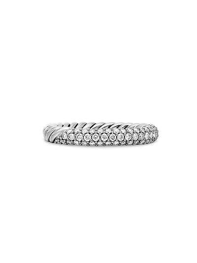 Petite Pavé Stack Ring in Sterling Silver