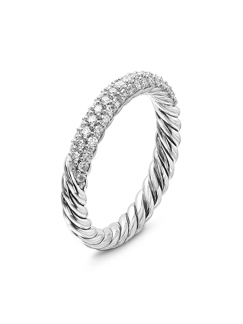 Petite Pavé Stack Ring in Sterling Silver