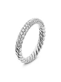 Petite Pavé Stack Ring in Sterling Silver