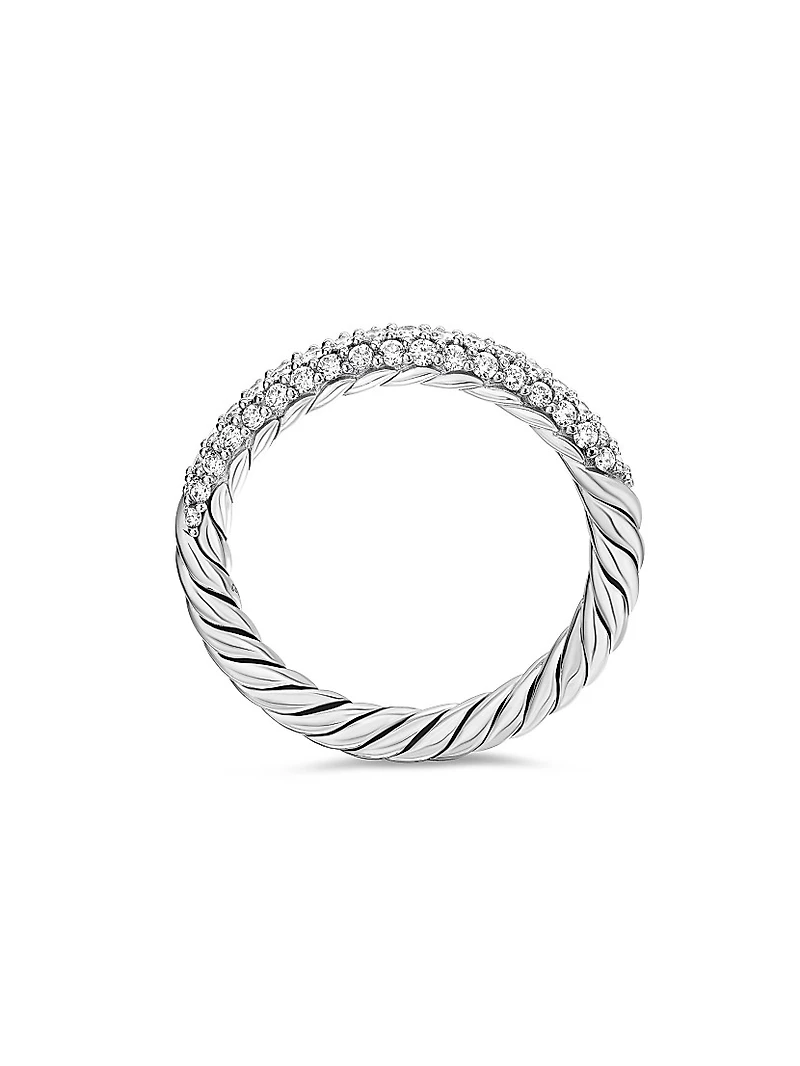 Petite Pavé Stack Ring in Sterling Silver