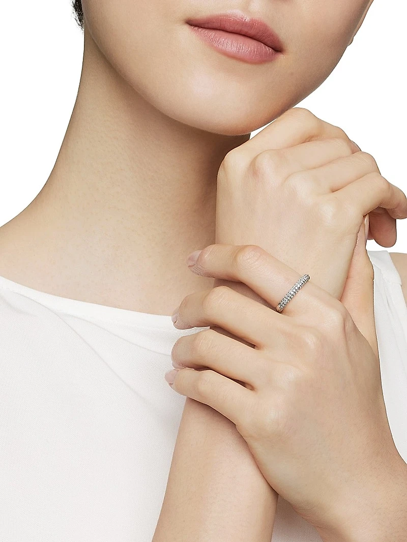 Petite Pavé Stack Ring Sterling Silver
