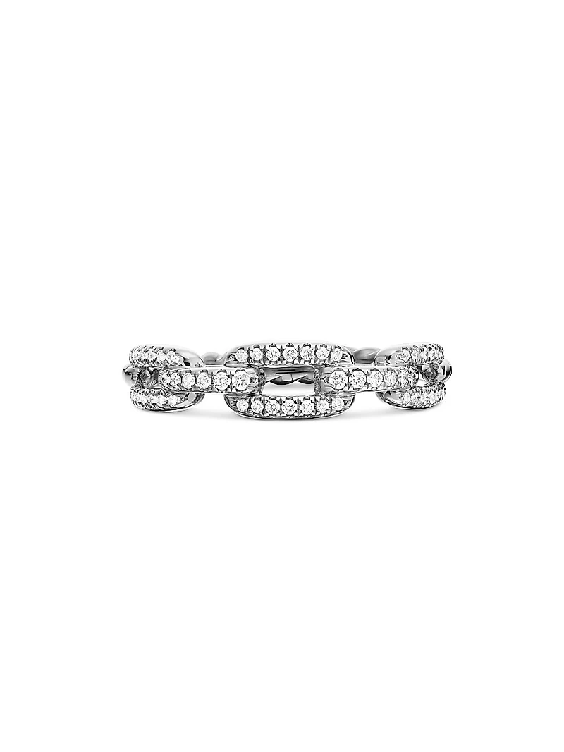 Stax Chain Link Ring in 18K White Gold