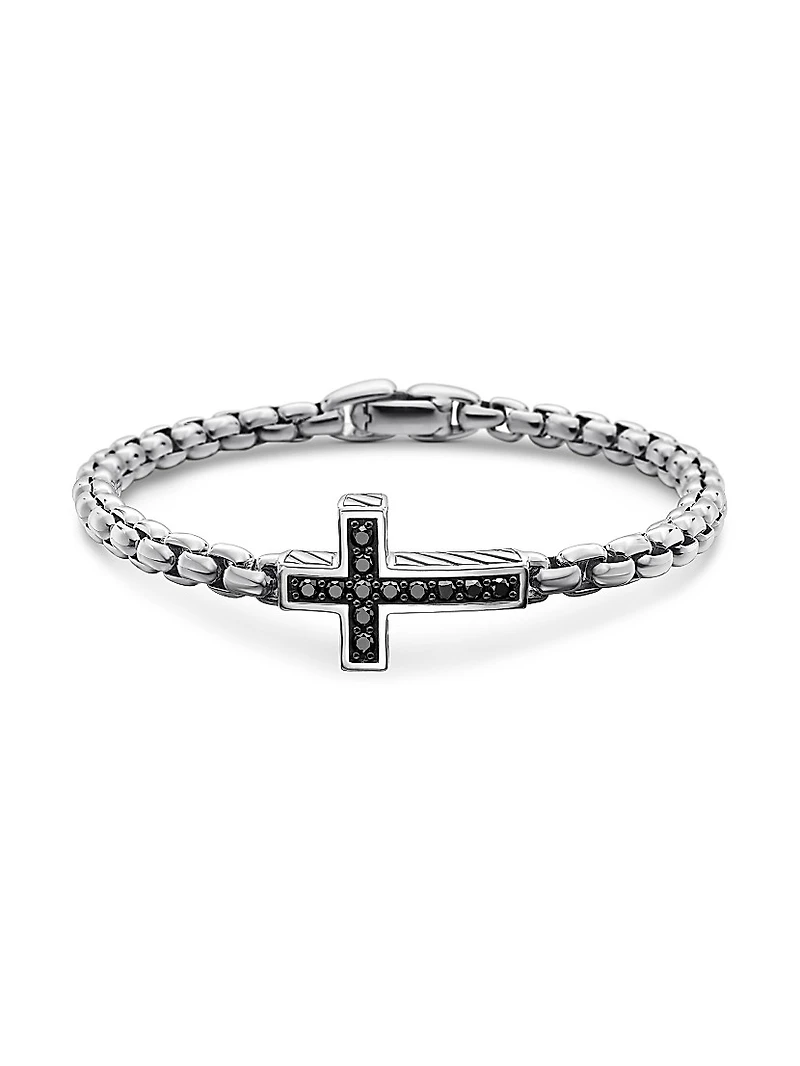 Pavé Cross Bracelet with Black Diamonds
