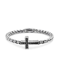 Pavé Cross Bracelet with Black Diamonds