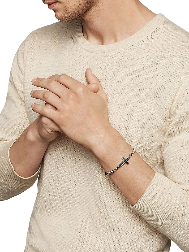 Pavé Cross Bracelet with Black Diamonds