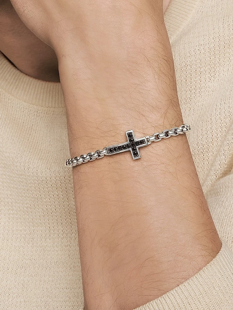 Pavé Cross Bracelet with Black Diamonds