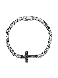 Pavé Cross Bracelet with Black Diamonds