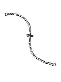 Pavé Cross Bracelet with Black Diamonds
