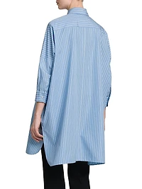 Oversized Stripe Cotton Button-Front Shirt