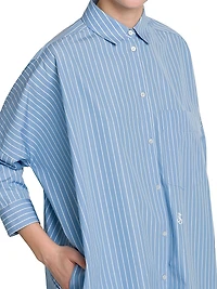 Oversized Stripe Cotton Button-Front Shirt