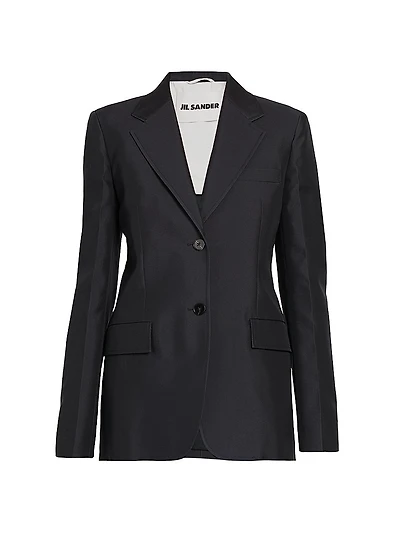 Gabardine Silk-Blend Tailored Blazer