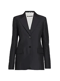 Gabardine Silk-Blend Tailored Blazer