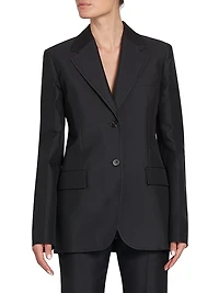 Gabardine Silk-Blend Tailored Blazer