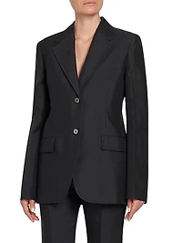 Gabardine Silk-Blend Tailored Blazer