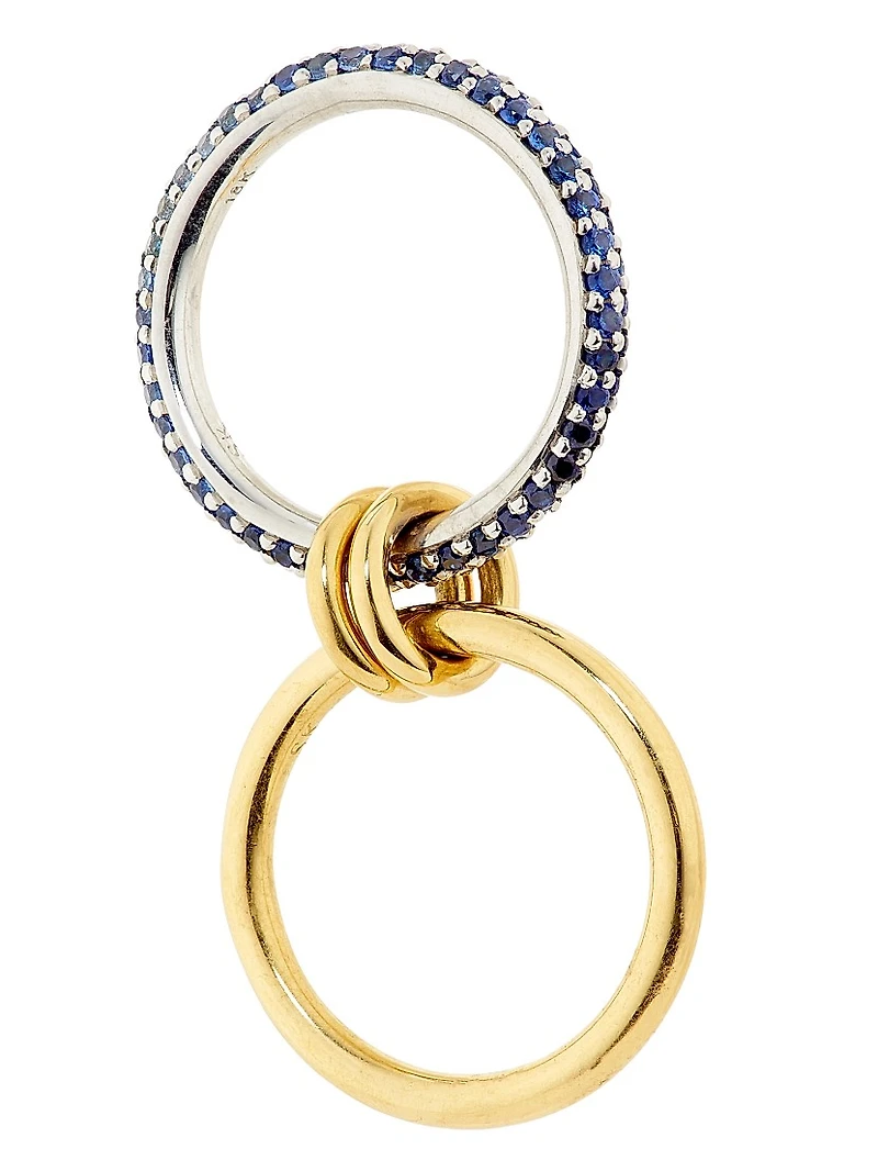 Saks Ombré Exclusive Two-Tone 18K Gold & Blue Sapphire Linked Rings