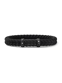 Chevron Black Rubber Bracelet with Titanium and Pavé Diamonds