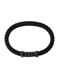 Chevron Black Rubber Bracelet with Titanium and Pavé Diamonds