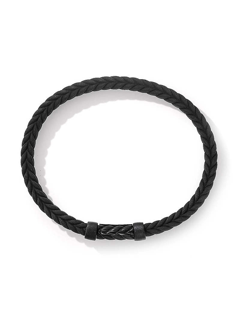 Chevron Black Rubber Bracelet with Titanium