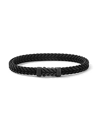 Chevron Black Rubber Bracelet with Titanium