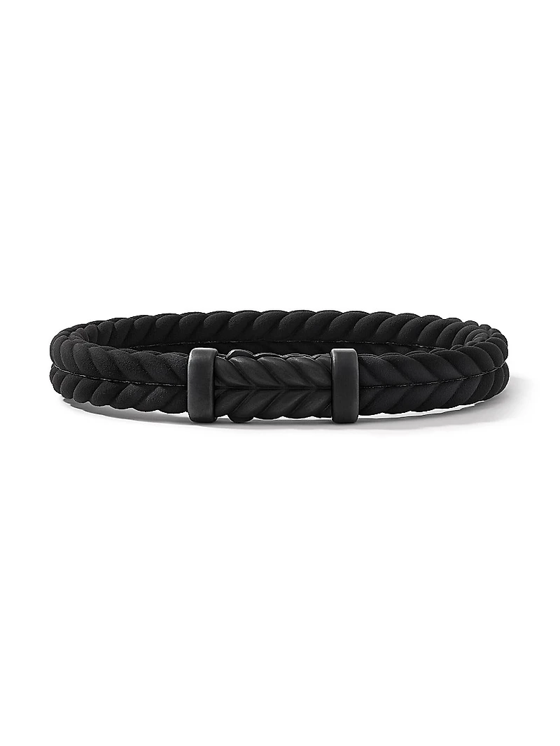 Chevron Black Rubber Bracelet with Titanium