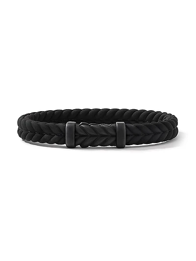 Chevron Black Rubber Bracelet with Titanium