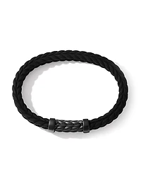 Chevron Black Rubber Bracelet with Titanium