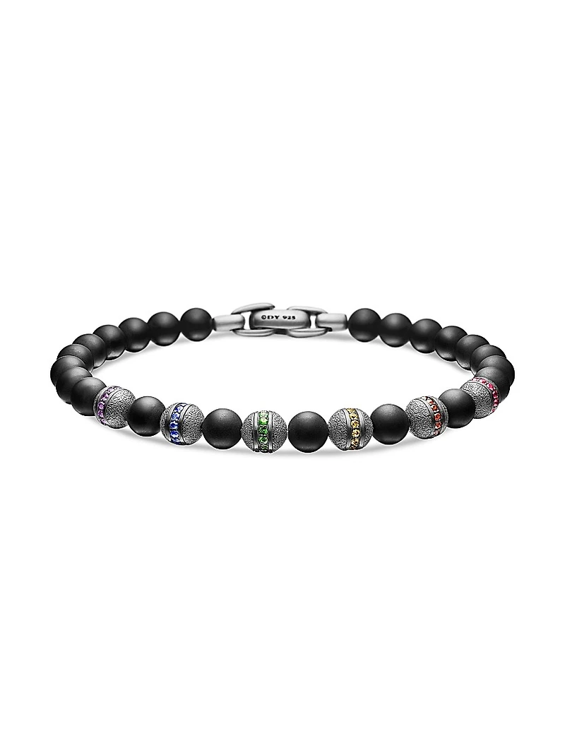 Spiritual Beads Rainbow Bracelet Sterling Silver