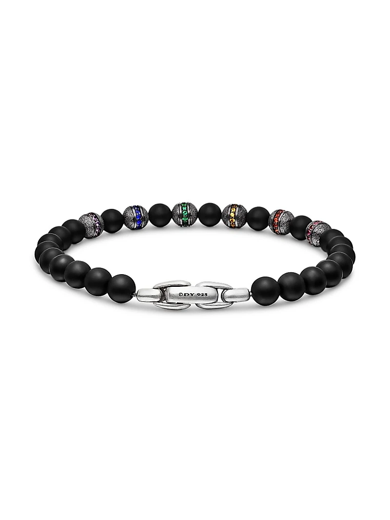 Spiritual Beads Rainbow Bracelet Sterling Silver