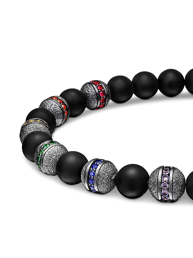 Spiritual Beads Rainbow Bracelet Sterling Silver