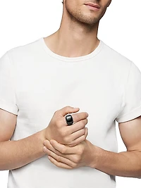 Exotic Stone Signet Ring In Black Titanium