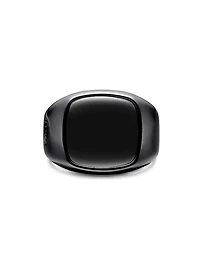 Exotic Stone Signet Ring In Black Titanium