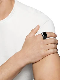 Exotic Stone Signet Ring In Black Titanium