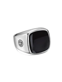 Exotic Stone Signet Ring Sterling Silver