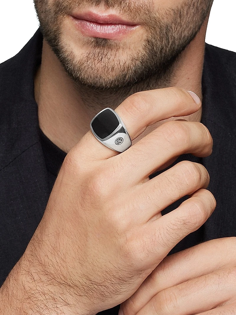 Exotic Stone Signet Ring Sterling Silver