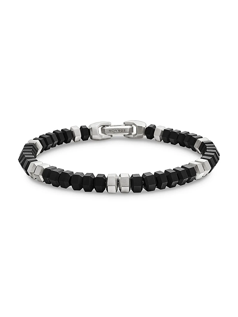 Hex Bead Bracelet Sterling Silver