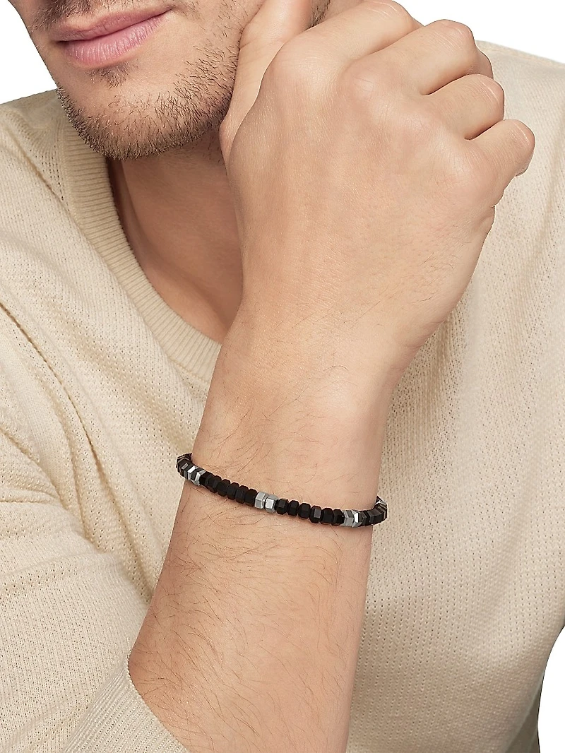 Hex Bead Bracelet Sterling Silver