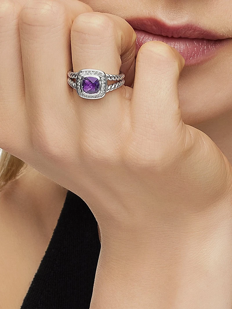 Petite Albion® Ring With Pavé Diamonds