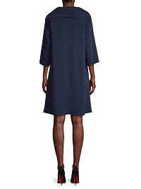 Cowlneck Crepe Shift Dress