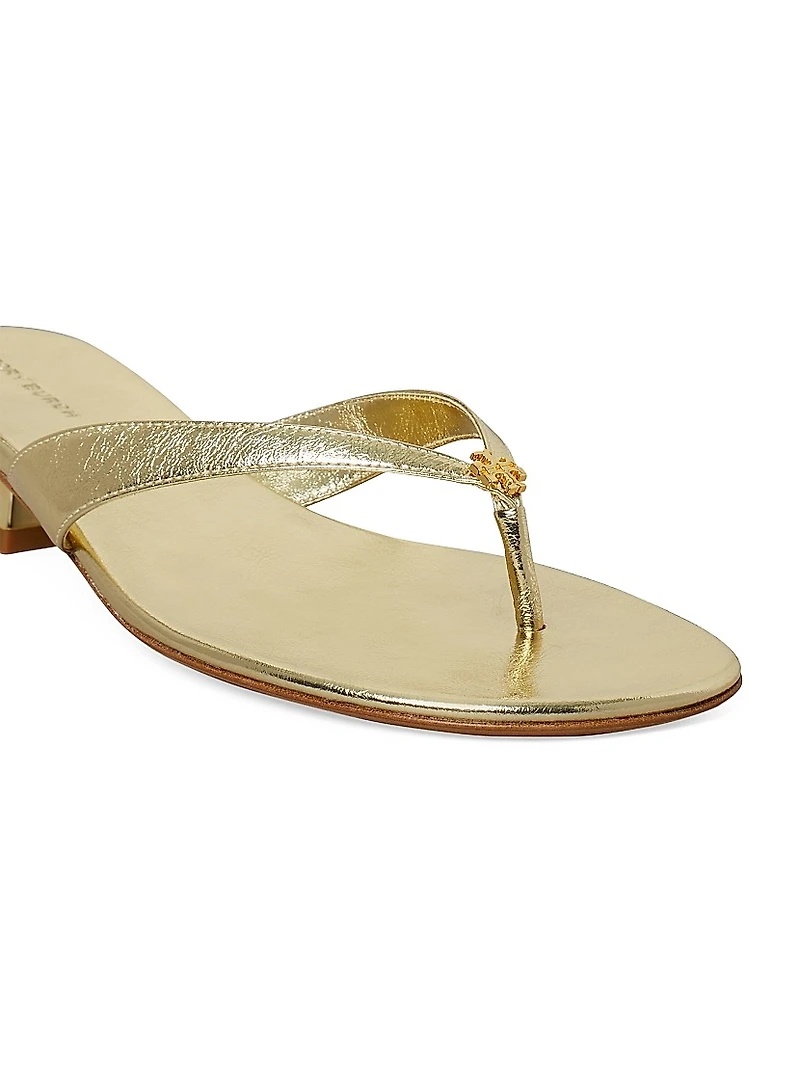 Classic Logo 35MM Metallic Leather Thong Sandals
