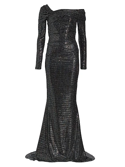 Off-The-Shoulder Sequin Gown