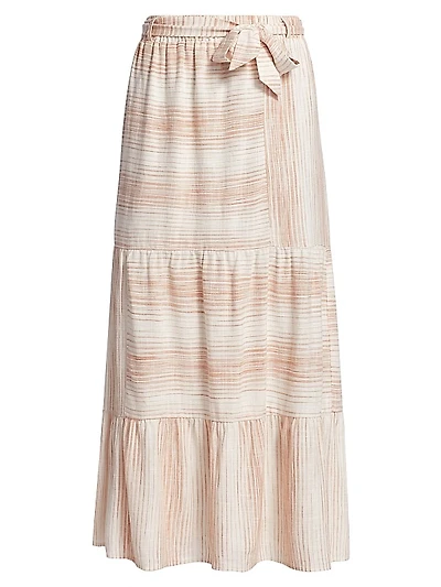 Kira Linen-Blend Striped Maxi Skirt