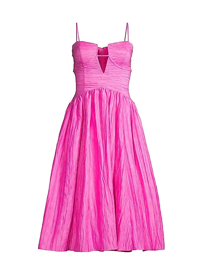 Crinkle A-Line Midi-Dress