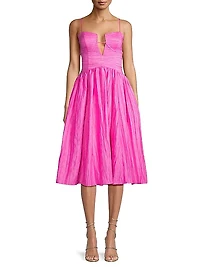 Crinkle A-Line Midi-Dress
