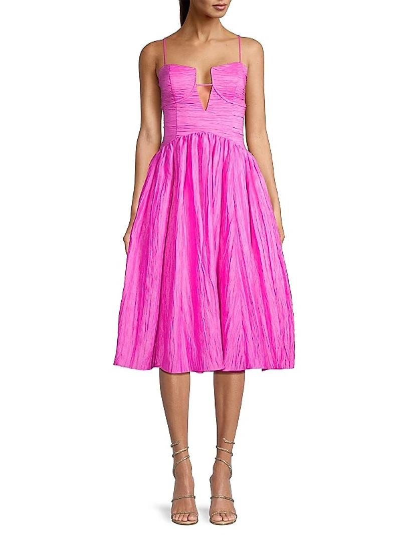 Crinkle A-Line Midi-Dress