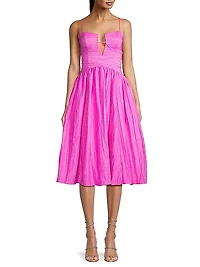 Crinkle A-Line Midi-Dress