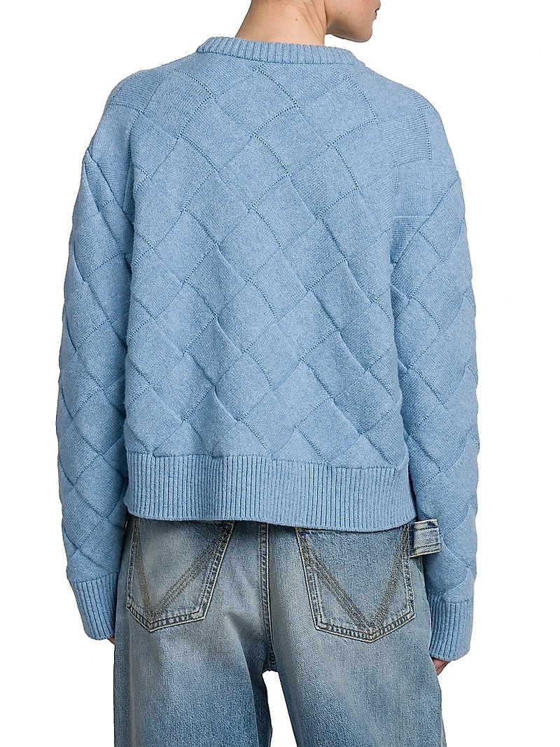 Textured Diamond Wool Sweater