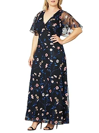 Embroidered Elegance Floral Gown
